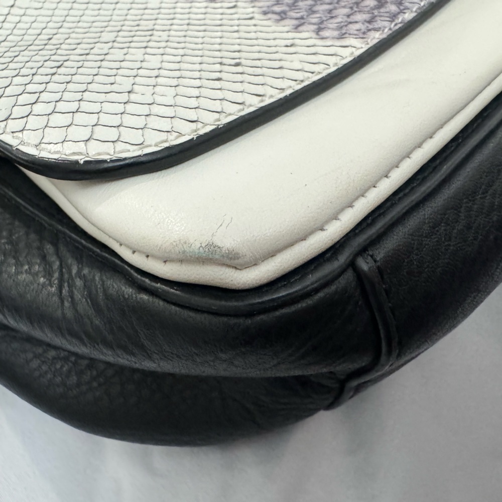 Louise et Cie Alis Genuine Leather SnakePrint White Black Purple Crossbody Purse - Picture 15 of 16